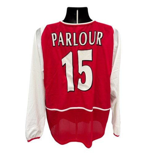 58 - RAY PARLOUR 2002-04 ARSENAL MATCH WORN FOOTBALL SHIRT, LONG SLEEVED RED SHIRT, CHAMPIONS LEAGUE PATC... 