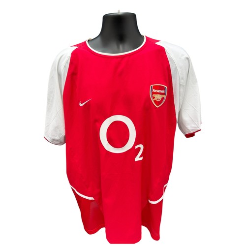 57 - DENNIS BERGKAMP 2002-04 ARSENAL MATCH WORN FOOTBALL SHIRT, SHORT SLEEVED RED SHIRT, PREMIER LEAGUE P... 