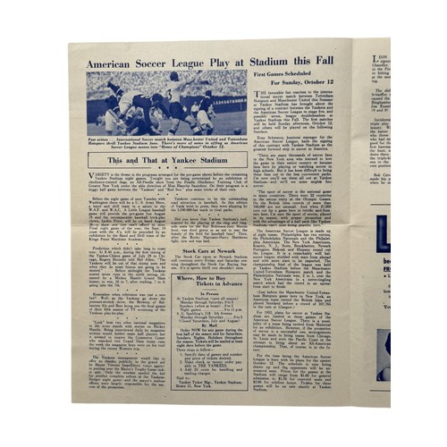 459 - 1952 MANCHESTER UNITED V TOTTENHAM HOTSPURS PLAYED 15/6/1952 AT YANKEE STADIUM, NEW YORK, USA. 4-PAG... 