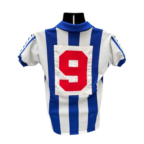 49 - RAY CLARKE BRIGHTON & HOVE ALBION VERSUS MANCHESTER CITY 1979/80 MATCH WORN FOOTBALL SHIRT, SHORT SL... 