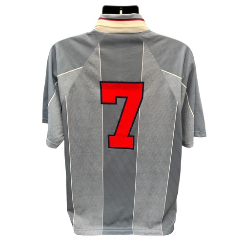 342 - STEVE MCMANAMAN ENGLAND VERSUS BULGARIA 1996 MATCH ISSUED FOOTBALL SHIRT, RARE RED NUMBER 7 TO REAR,... 