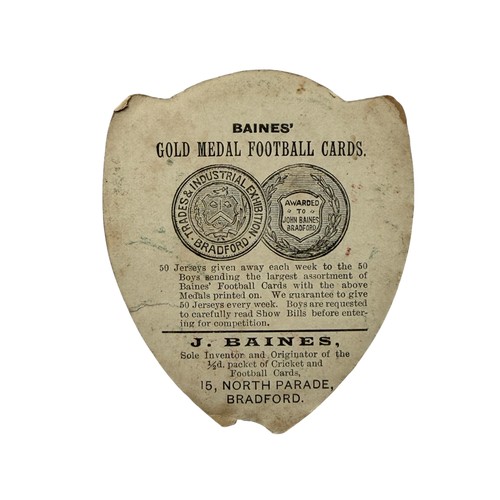 269 - J.BAINES FOOTBALL TRADE CARD, J.CRABTREE, ASTON VILLA, A PIONEERING VICTORIAN AND EDWARDIAN FOOTBALL... 