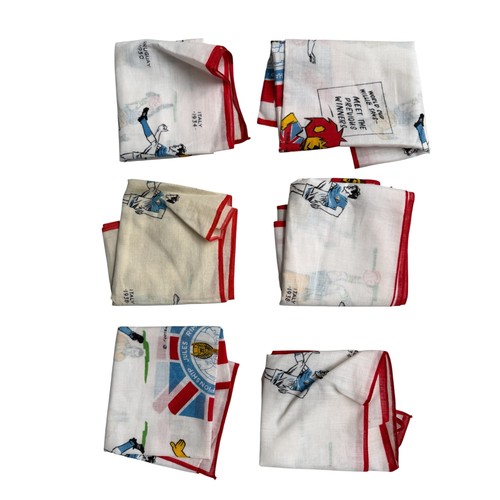 33 - 1966 WORLD CUP WILLIE 'MEET THE PREVIOUS WINNERS' HANDKERCHIEFS, 6 EXAMPLES, 17
