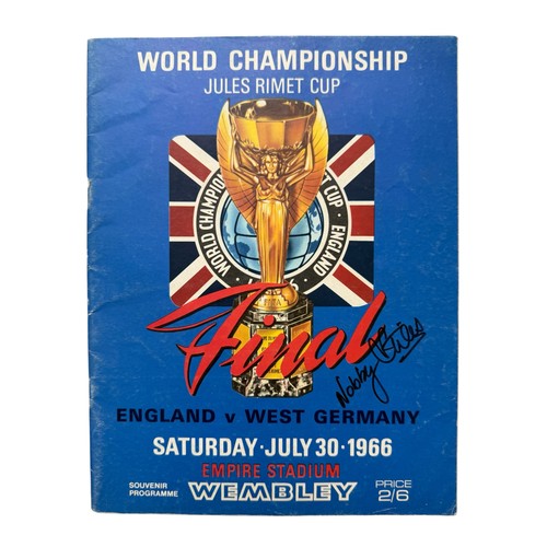 50 - 1966 WORLD CUP FINAL AUTOGRAPHED FOOTBALL PROGRAMME, SIGNED TO COVER BY NOBBY STILES, SIGNED TO INNE... 