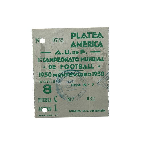 101 - 1930 WORLD CUP FINAL FOOTBALL TICKET STUB, URUGUAY VERSUS ARGENTINA, 30/7/1930, THE INAUGRAL WORLD C... 