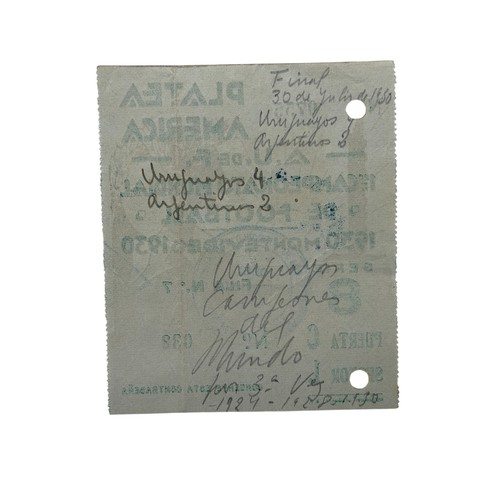 101 - 1930 WORLD CUP FINAL FOOTBALL TICKET STUB, URUGUAY VERSUS ARGENTINA, 30/7/1930, THE INAUGRAL WORLD C... 