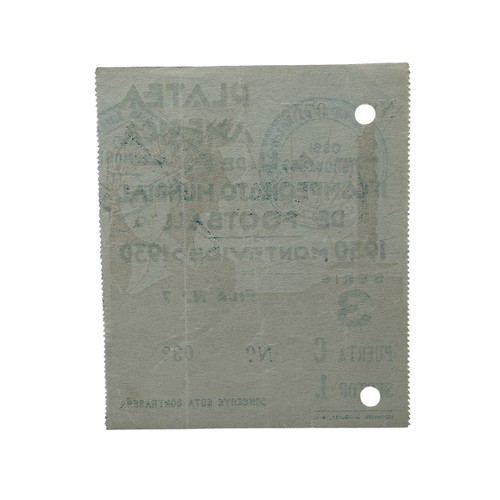 107 - 1930 WORLD CUP FOOTBALL TICKET STUB, SERIE 3, 20/7/1930, BRAZIL V BOLIVIA, GREEN VARIANT WITH PUNCH ... 