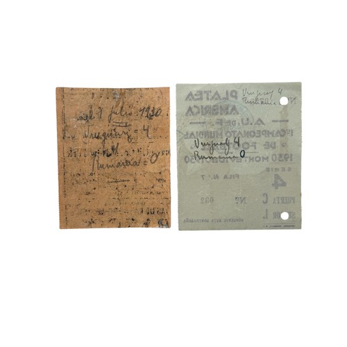 109 - 1930 WORLD CUP FOOTBALL TICKET STUBS, SERIE 4, 21/7/1930, 2 VARIANTS, URUGUAY V ROMANIA, BOTH WITH M... 