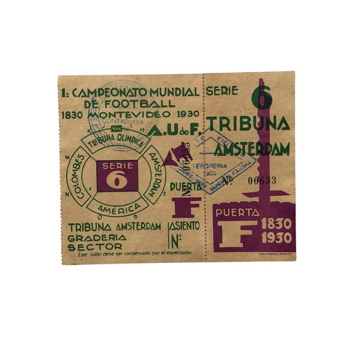 112 - 1930 WORLD CUP SEMI-FINAL UNUSED COMPLETE MATCH TICKET, 26/7/1930, ARGENTINA V UNITED STATES, ARGENT... 