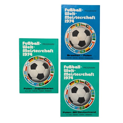 226 - COLLECTION OF WORLD CUP 1974 FOOTBALL PROGRAMMES, POLAND V YUGOSLAVIA, POLAND V BRAZIL, POLAND V GER... 