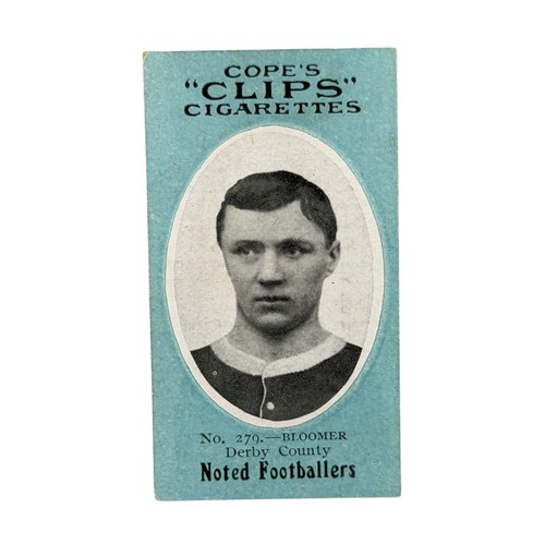 328 - 1910 STEVE BLOOMER COPE'S CLIPS FOOTBALL CIGARETTE CARD, #279, DERBY COUNTY, PERHAPS ENGLAND'S FINES... 