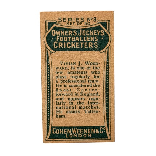 331 - 1906 VIVIAN WOODWARD COHEN WEENEN FOOTBALL CIGARETTE CARD, #3, ENGLAND & TOTTENHAM HOTSPUR.