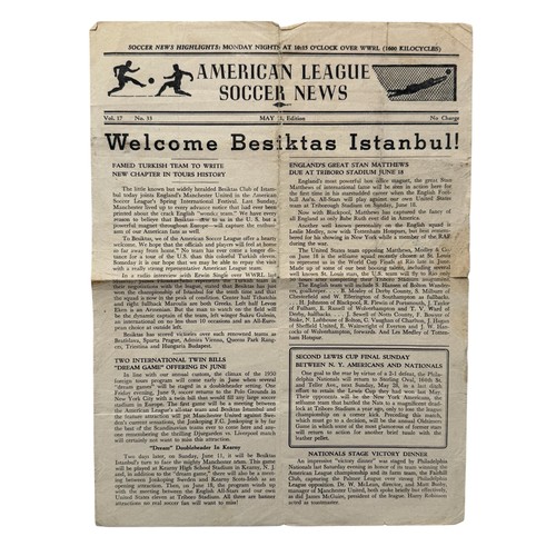 403 - 1950 MANCHESTER UNITED VERSUS KEARNEY SCOTS-IRISH SELECT FOOTBALL PROGRAMME, 21/5/1950, EXTREMELY SC... 