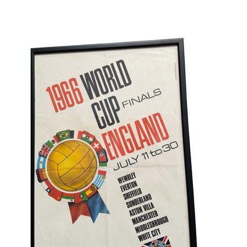 4 - 1966 WORLD CUP ORIGINAL CARVOSSO POSTER, STORED IN A BLACK FRAME, PRINTED BY MqCORQUODALE & CO, 53x3... 
