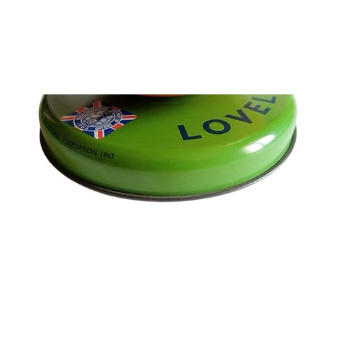 11 - ORIGINAL 1966 WORLD CUP WILLIE CONFECTIONERY TIN, WORLD CUP WILLIE SOCCER BALL-SHAPED TIN-PLATE CONF... 