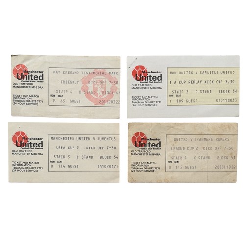 2016 - COLLECTION OF MANCHESTER UNITED 1970s FOOTBALL TICKET STUBS, PAT CRERAND TESTIMONIAL, CARLISLE, JUVE... 