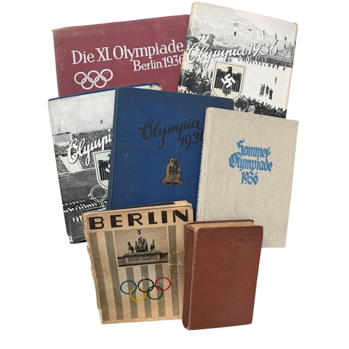 5047 - COLLECTION OF OLYMPICS 1936 ALBUMS & BOOKS, 1936 DIE X OLYMPIADE RED COVER (COMPLETE WITH ALL CARDS ... 