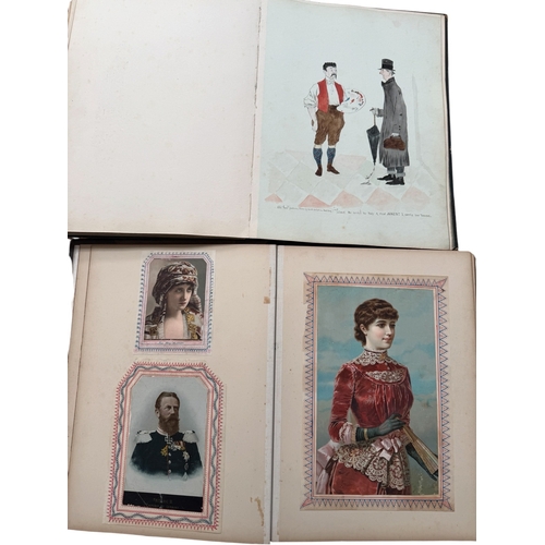 5049 - EARLY 1900s ALBUMS, FILLED WITH BOTH NEWSPAPER SUPPLEMENTS AND DRAWINGS, ACROSS 2 VINTAGE ALBUMS, SE... 
