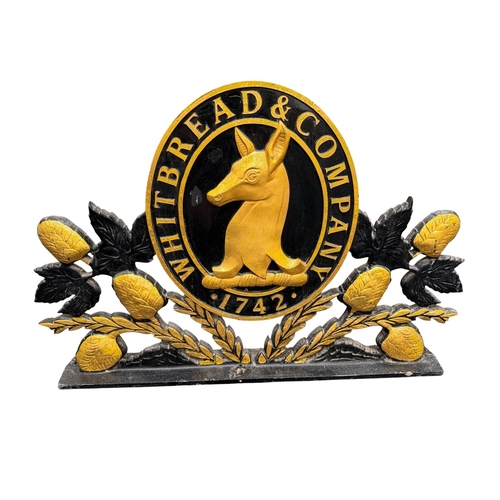 5052 - WHITBREAD & COMPANY ORIGINAL BREWERY SIGN, GOLD & BLACK, 84x60cm, COLLECTION ONLY!