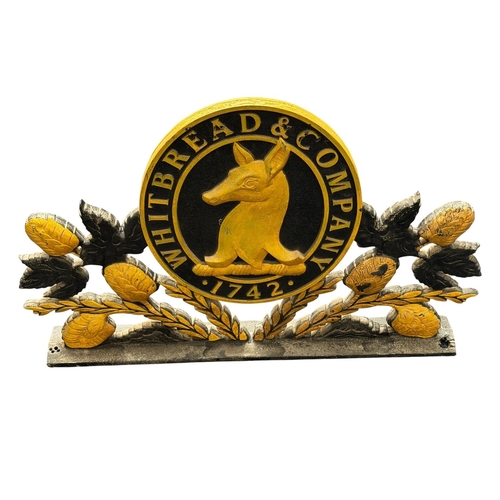 5052 - WHITBREAD & COMPANY ORIGINAL BREWERY SIGN, GOLD & BLACK, 84x60cm, COLLECTION ONLY!