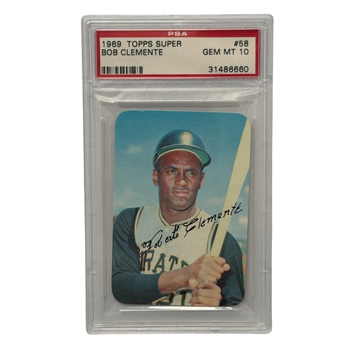 1969 TOPPS SUPER BOB CLEMENTE BASEBALL CARD, PSA GEM MT 10, #58.