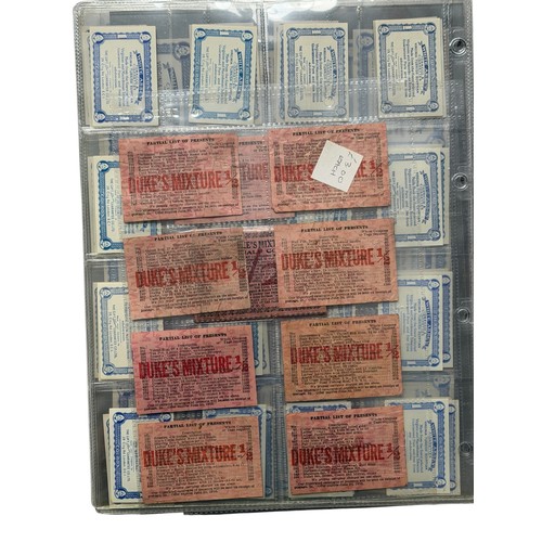 5059 - COLLECTION OF TOBACCO/ CIGARETTE INSERTS, 180+, MOSTLY BRITISH, OGDENS, DUKES, PLAYERS, ETC.