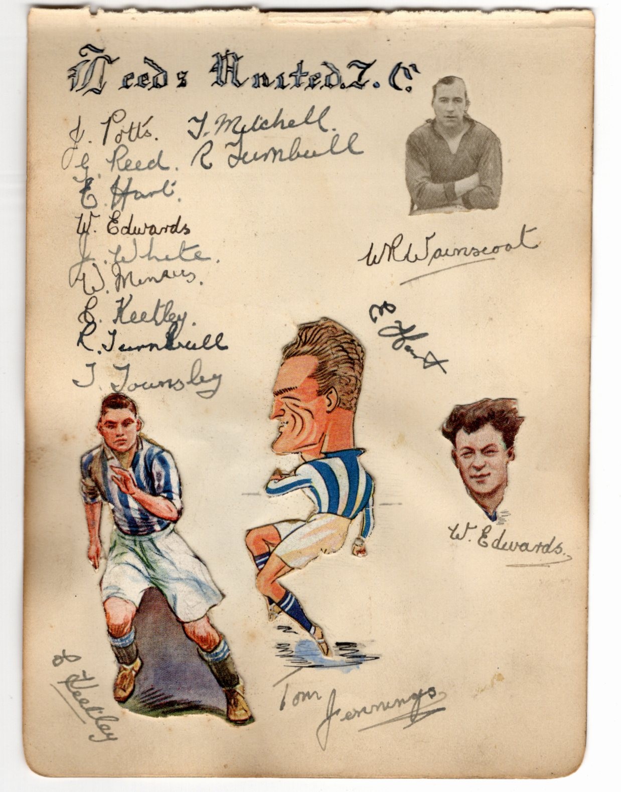 1927-28 LEEDS UNITED AUTOGRAPH SHEET, 16 INK SIGNATURES, COMPLETE WITH ...