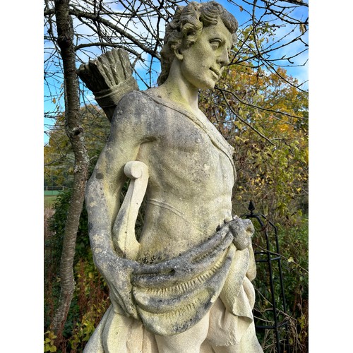 64 - A MONUMENTAL ITALIAN LIMESTONE STATUE OF APOLLO, mounted on pedestal
8ft in height.

**Collection of... 