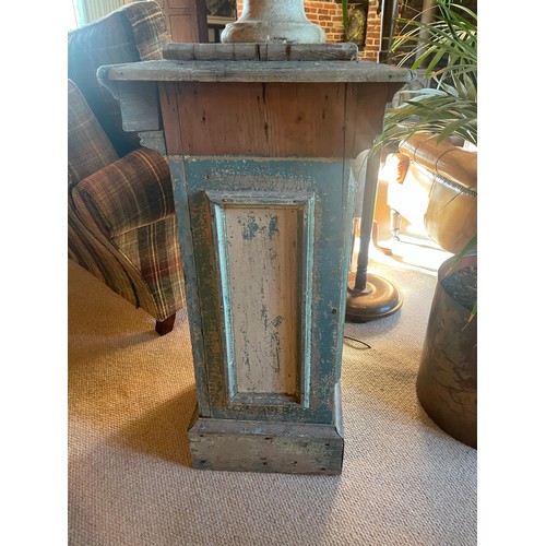 52 - A FRENCH BLUE PAINTED CHURCH PLINTH

99cm x 60cm