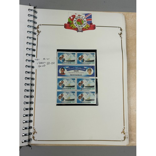 155 - A COLLECTION OF FIVE ALBUMS OF CORONATION STAMPS TO INCLUDE: 

1986 Royal Wedding
Prince of Wales an... 