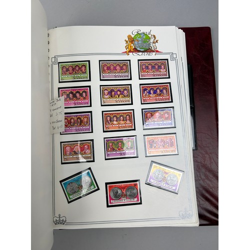 155 - A COLLECTION OF FIVE ALBUMS OF CORONATION STAMPS TO INCLUDE: 

1986 Royal Wedding
Prince of Wales an... 