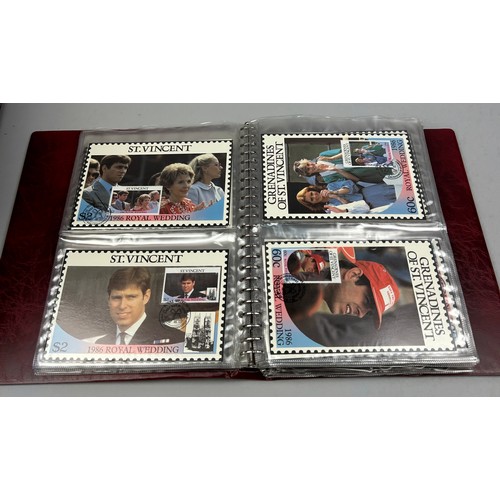 155 - A COLLECTION OF FIVE ALBUMS OF CORONATION STAMPS TO INCLUDE: 

1986 Royal Wedding
Prince of Wales an... 