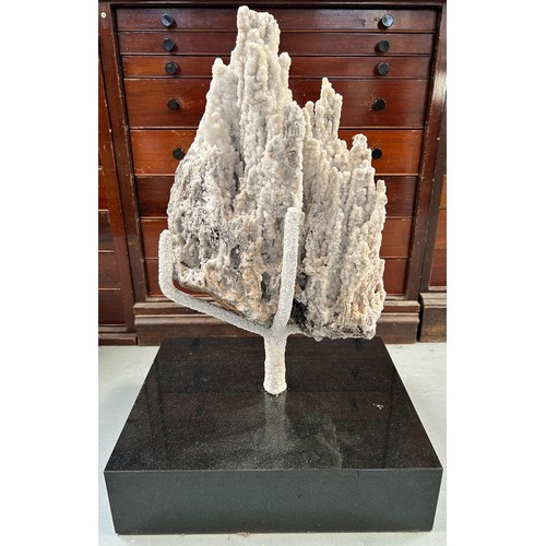 21 - A LARGE STALACTITIC QUARTZ MINERAL ON STAND,

65cm x 35cm including base