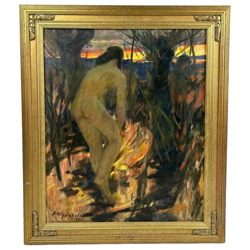 53 - A 20TH CENTURY GREEK SCHOOL STUDY OF NUDE LADIES., mounted in gilt frame and signed indistinctly

60... 