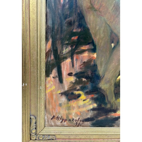 53 - A 20TH CENTURY GREEK SCHOOL STUDY OF NUDE LADIES., mounted in gilt frame and signed indistinctly

60... 