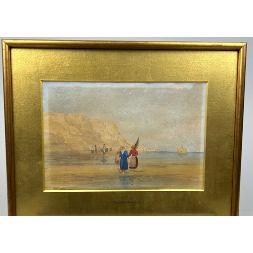 60 - ATTRIBUTED TO DAVID COX (1783-1859), watercolour study of three figures on the beach. 

23cm x 15cm ... 