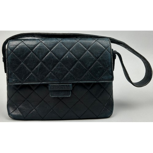 134 - A CHANEL NAVY BLUE LEATHER QUILTED HANDBAG, with certificate of authenticity serial 10218184 and rel... 