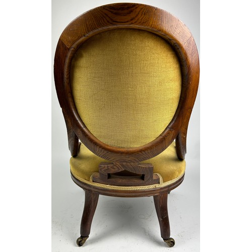 95 - ATTRIBUTED TO CHARLES BEVAN FOR GILLOWS NURSING CHAIR, upholstered in green velvet.

Stamped Gillows... 