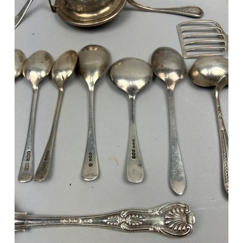 163 - A COLLECTION OF SILVER SPOONS, FORKS AND OTHER SILVERWARE, marked with various makers and dates.

To... 