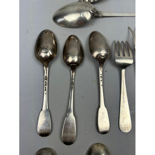 164 - A COLLECTION OF SILVER SPOONS, FORKS AND OTHER SILVERWARE, to include a Tiffany and Co silver fork m... 