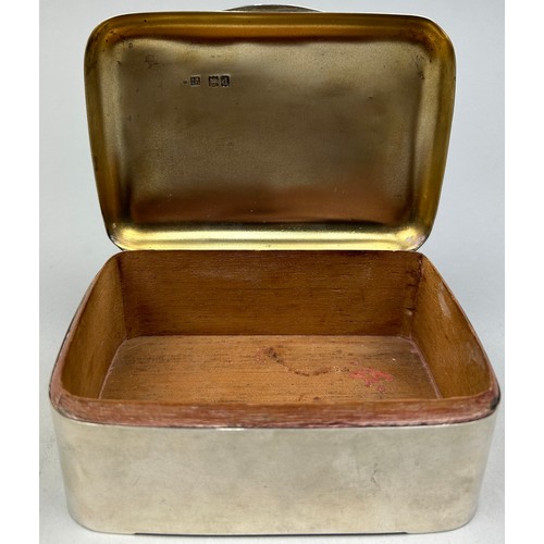 159 - A SILVER MOUNTED WOODEN BOX, with various marks. 

Weight: 460gms