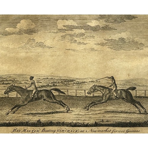 83 - AN 18TH CENTURY ENGRAVING OF BAY MALTON BEATING GIMCRACK AT NEWMARKET RACES FOR 1000 GUINEAS

25cm x...