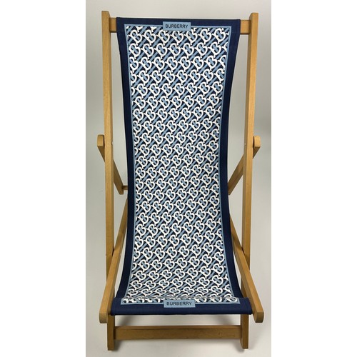 150 - A BURBERRY RECLINING DECK CHAIR, with blue and white interlocking 'B' monogram.

104cm x 104cm