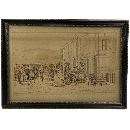 82 - AFTER THOMAS ROWLANDSON (1757-1827) 'A VIEW OF THE PARADE AT BATH', print mounted in frame.

41cm x ... 