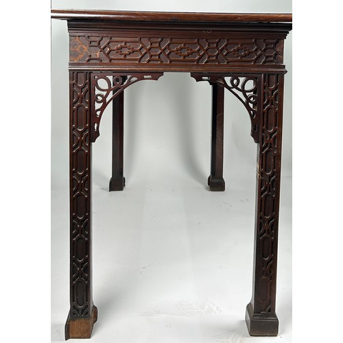 100 - A GEORGE III SERVING TABLE CIRCA 1780 IN MANNER OF THOMAS CHIPPENDALE, Chinese gothic design with la... 