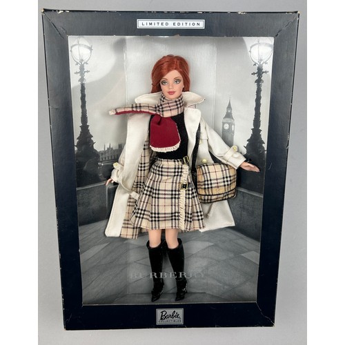 147 - A BURBERRY BARBIE, wearing a nova check skirt and bag in original box.