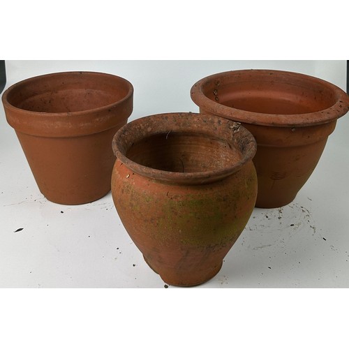 206 - THREE TERRACOTTA GARDEN PLANTERS