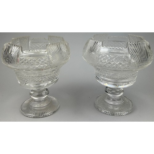 183 - A NEAR PAIR OF 19TH CENTURY IRISH CRYSTAL / CUT GLASS PEDESTAL BOWLS (2)