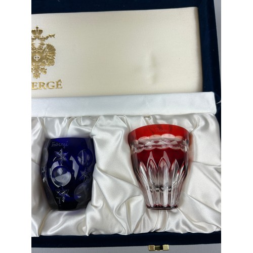 151 - A SET OF FOUR BOXED FABERGE SHOT GLASSES