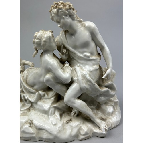 173 - A CAPODIMONTE BLANC DE CHINE PORCELAIN GROUP, depicting two ladies and an infant.